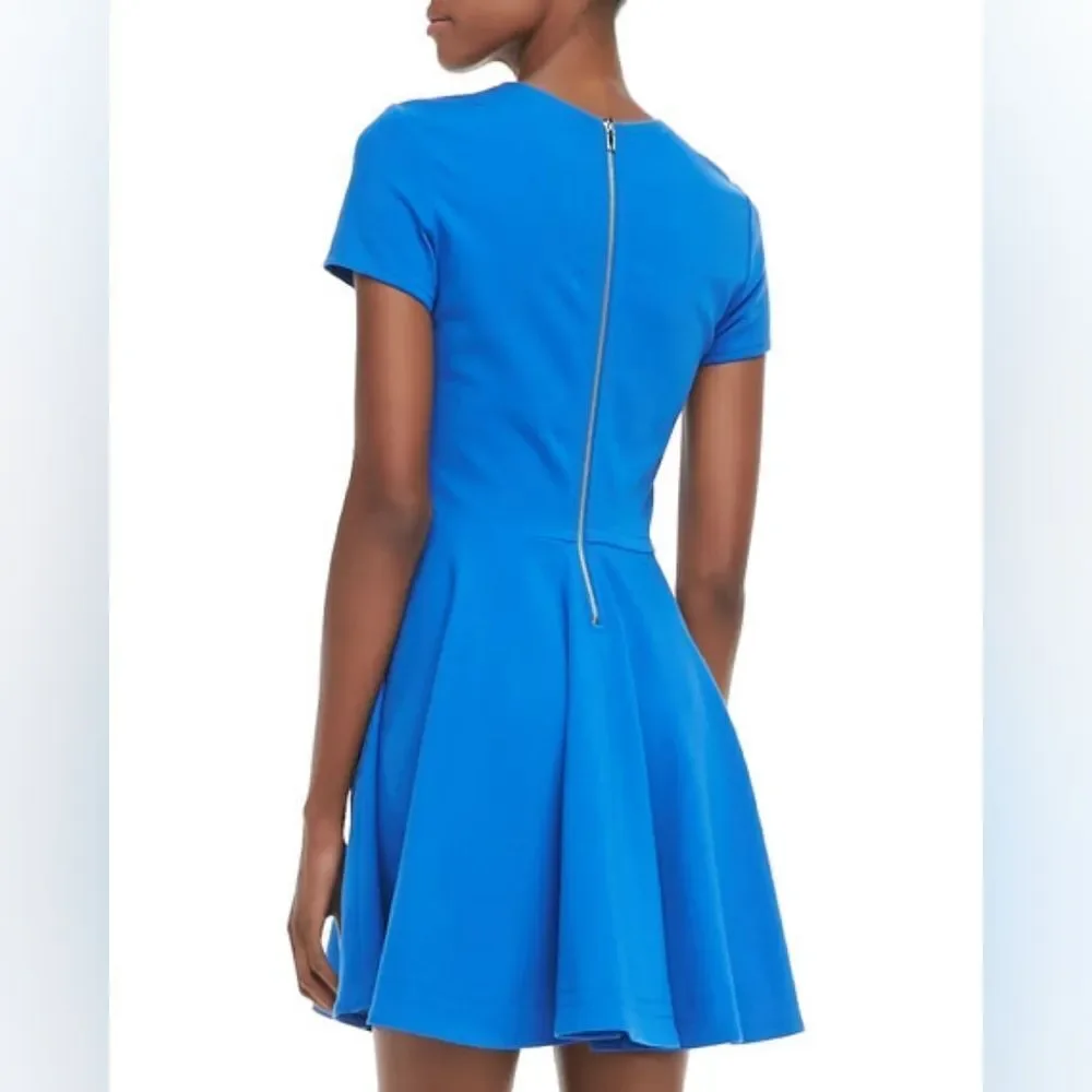 Diane von Furstenberg Blue Ivana Short-Sleeve Ponte Full-Skirt Dress Blue Size 8